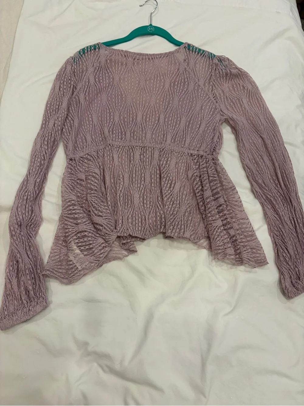 Free People lilac purple Lace Tie-Front Tunic M women’s